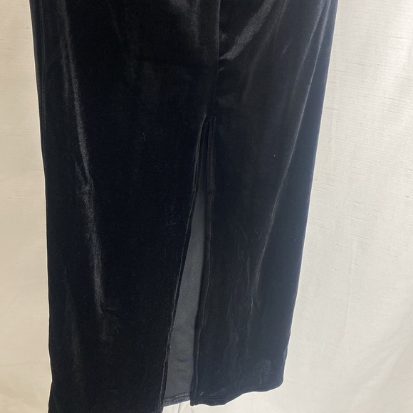 Capuffy  Velvet Maxi Dress Sexy Split Ruched Bodycon Dress Velvet Open Back Sz S - Picture 10 of 15